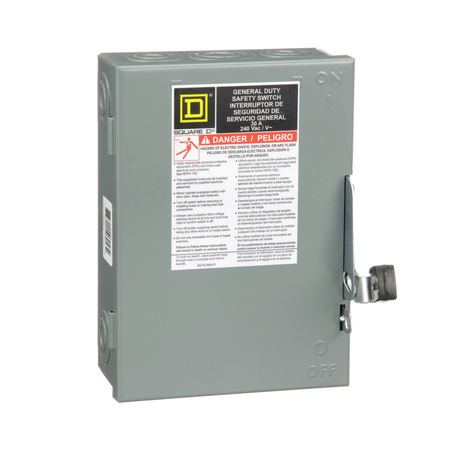 SQUARE D Safety Switch, 30A, 120V AC, 2 Poles D211NCP